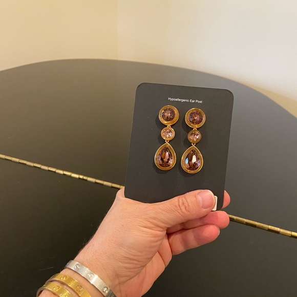 NWT J. Crew triple stone drop statement earrings - Picture 3 of 16